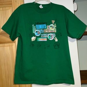 Literary Elements Green Vintage Tee w Movie references size Large